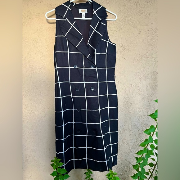 Talbots Dresses & Skirts - 🌷2/$10 Vintage Talbots Navy and White Grid Midi Dress